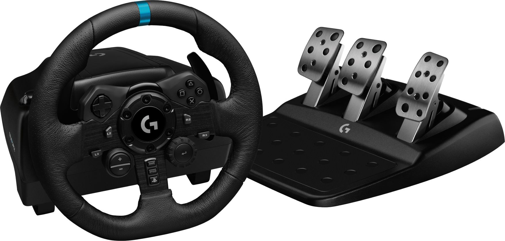 Logitech G923 Racing Wheel and Pedals,Dual Clutch, for Motion Controller (Black, For Xbox, PS2, PS3, PS4, PS5, PC)