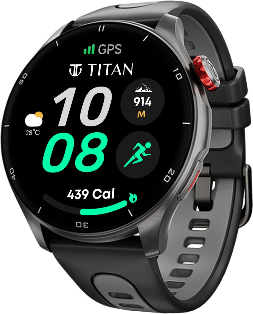 Titan Celestor|India's Most Accurate In-Built GPS |Altimeter|Barometer|Compass|Strava Smartwatch (Black Strap, Free Size)