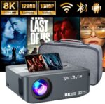 Projevox PX-1 Android 9.0 Full HD 2/16GB 5G WiFi/BT 5.0 Voice Control Remote 12000 Lumen (12000 lm / 2 Speaker / Wireless / Remote Controller) Portable Projector (Moon Dust)